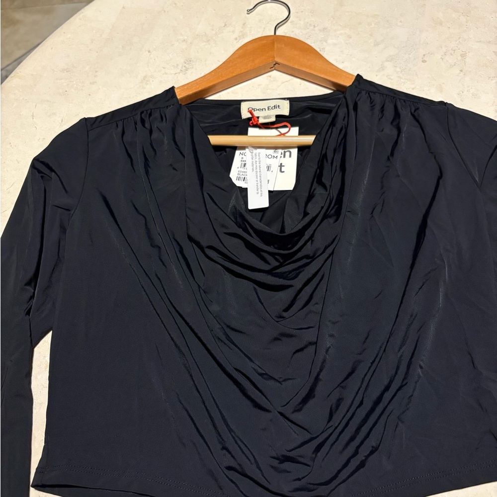 Nordstrom Elegant Black Cowl Neck Blouse